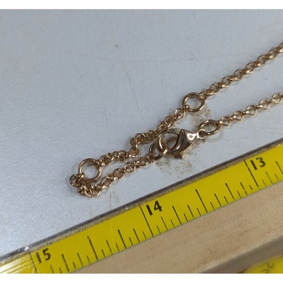 Vintage Gold Chain Statement Necklace With Dangling Lime Green Beads - Picture 3 of 3